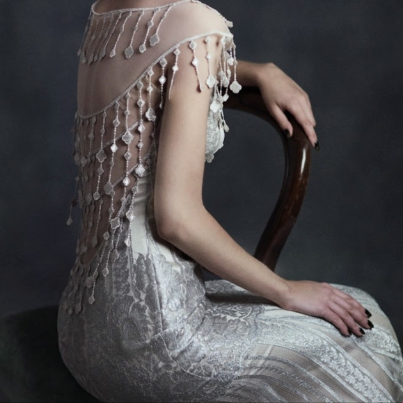 Claire Pettibone Florence Gothic Angel 2015 Vintage Couture Wedding Dress Size10 - Picture 5 of 16